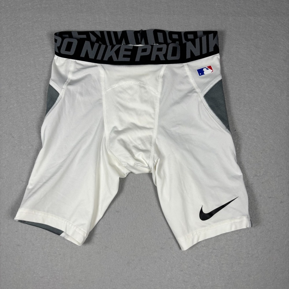 Nike Pro Boys Big Kids Baseball Slider Shorts White/Gray Size Medium Compression